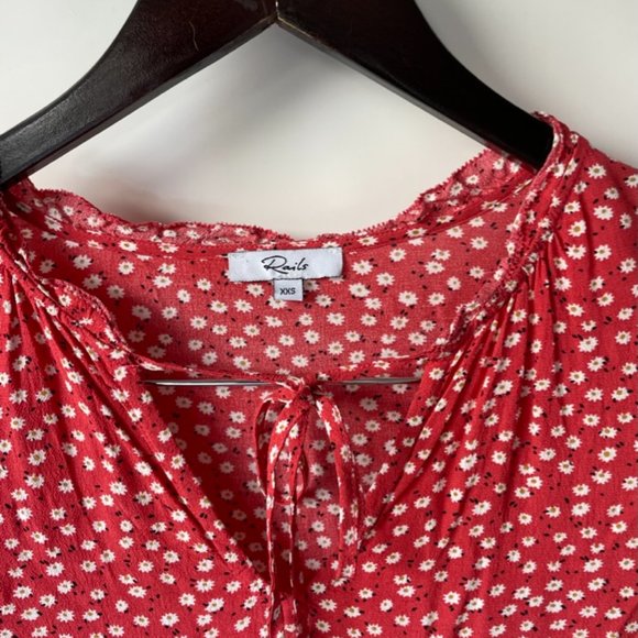 Rails Everly Carmine Daisies Long Sleeve Dress XXS - Picture 3 of 7